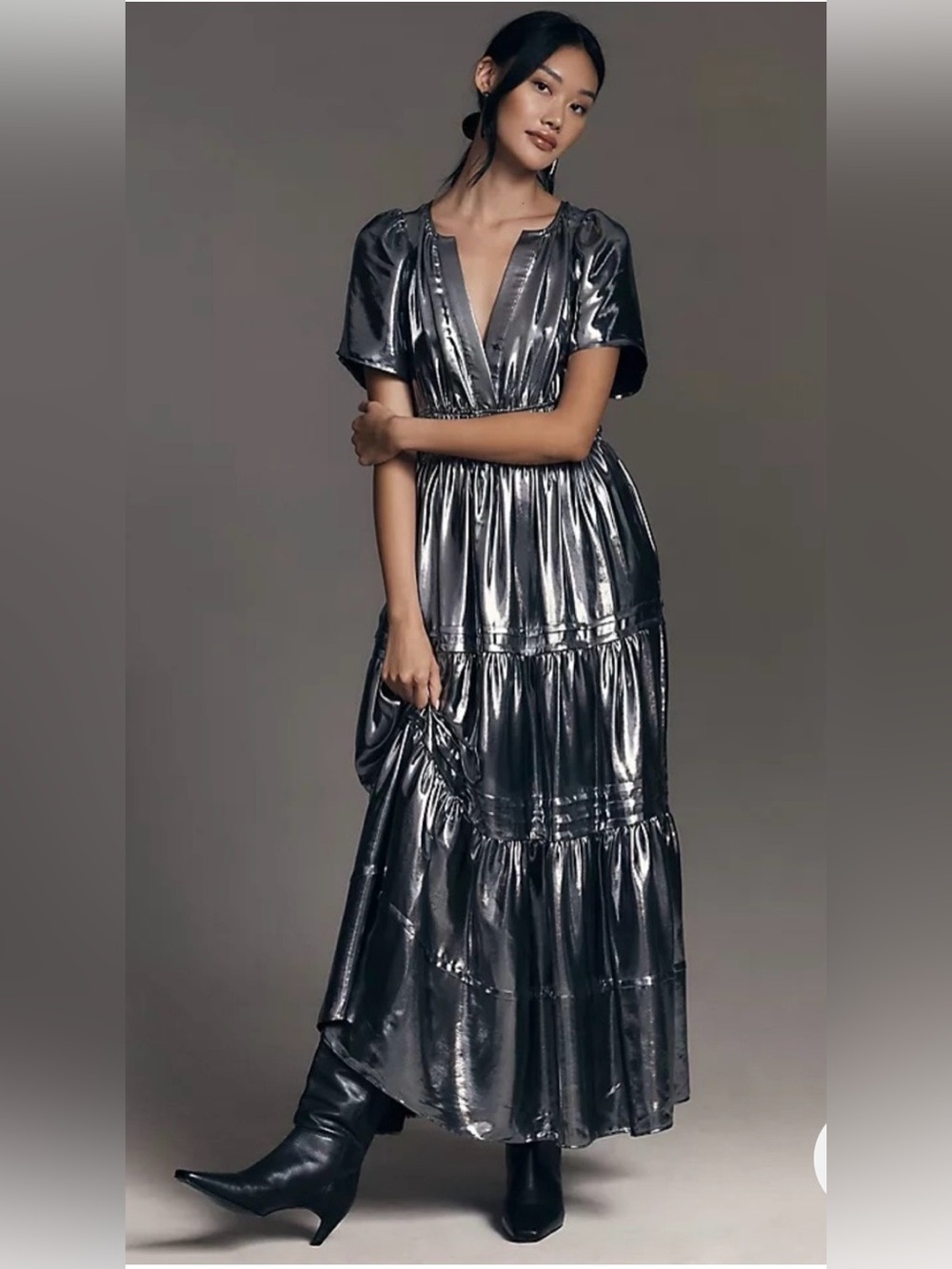 Anthropologie Black Maxi Dress Like New size small retails $179!!